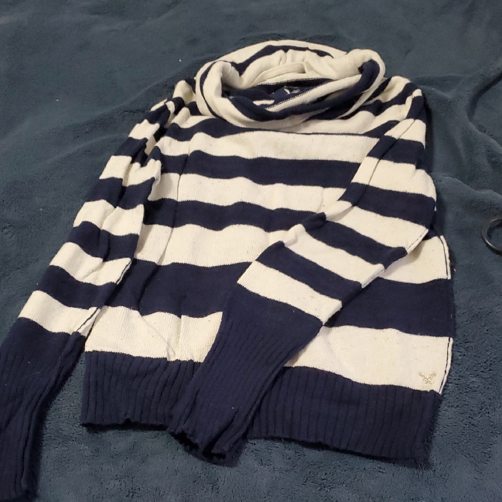 American Eagle Outfitters Blue and White Striped Sweater